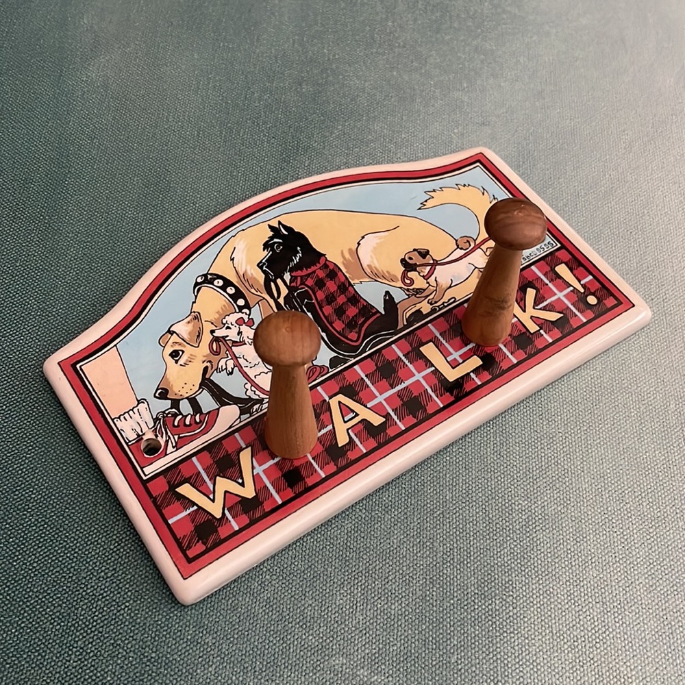 Vintage Dog Walk Leash Hook Ceramic Cottagecore